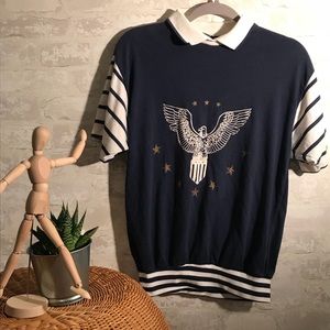 {v i n t a g e} collared eagle & star shirt